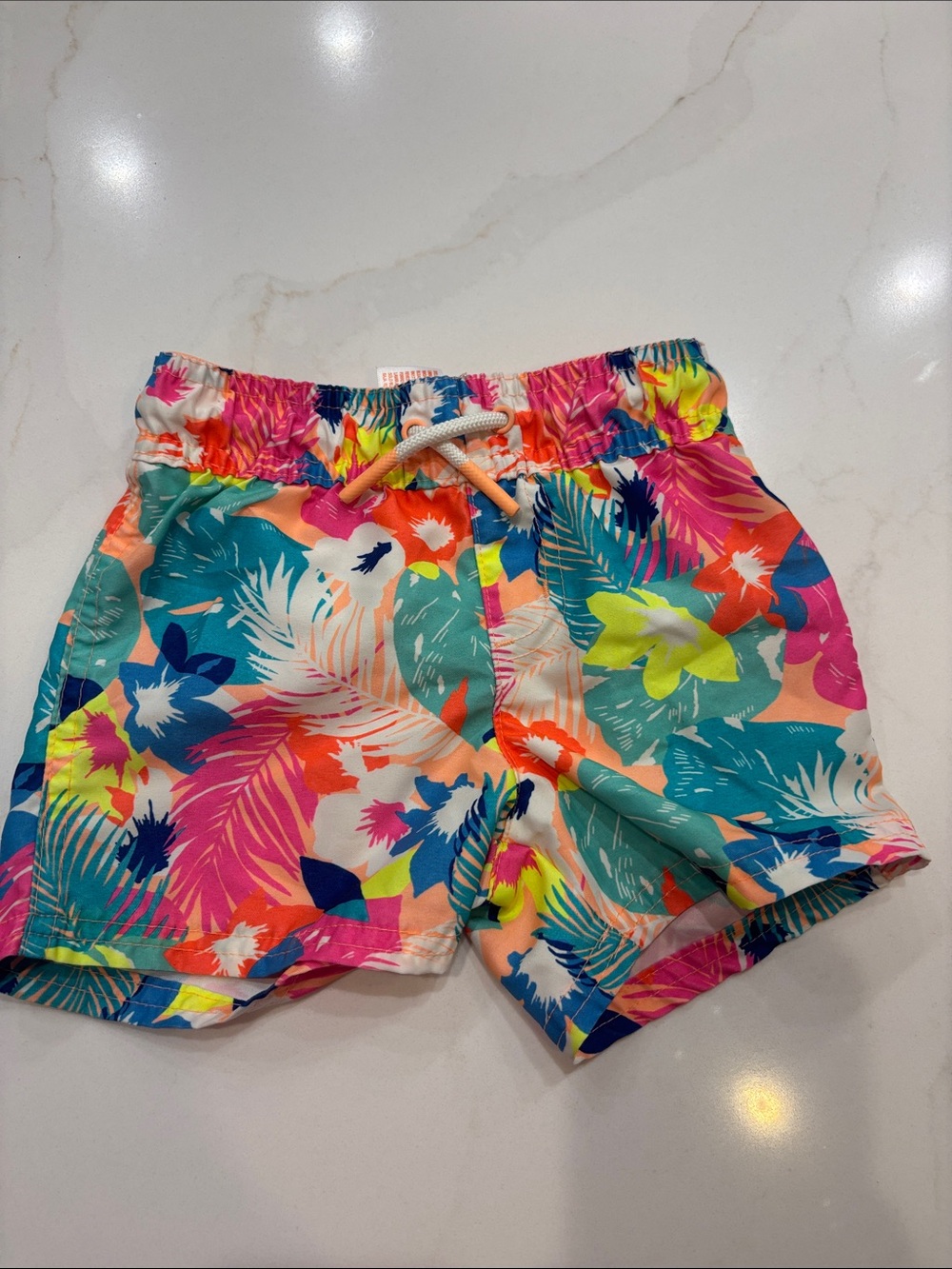 Cat & Jack Neon Floral Swim Trunks - Teal, Pink, Coral, Yellow